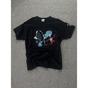 Vintage Cat In The Hat Seuss Shirt Adult Large Black Thing 1 2 Kelloggs Promo